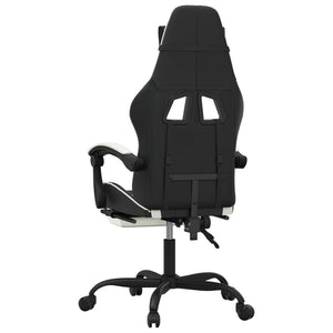 vidaXL Gaming Chair with Footrest Black and White Faux Leather