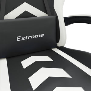 vidaXL Gaming Chair with Footrest Black and White Faux Leather