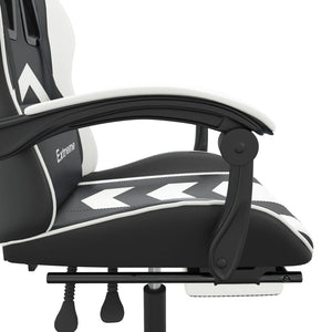vidaXL Gaming Chair with Footrest Black and White Faux Leather