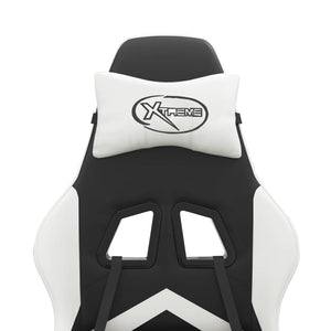 vidaXL Gaming Chair with Footrest Black and White Faux Leather