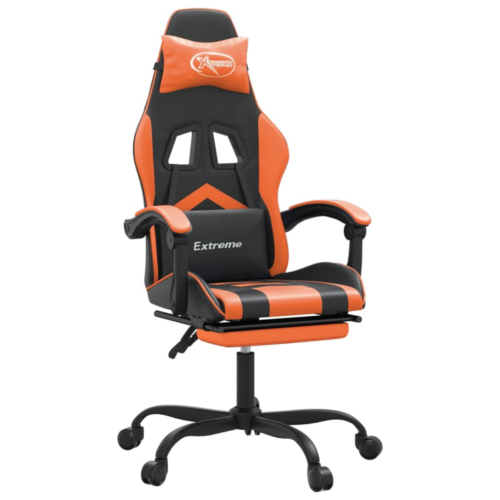 vidaXL Gaming Chair with Footrest Black and Orange Faux Leather