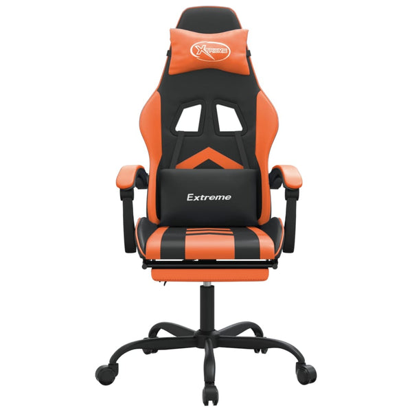 vidaXL Gaming Chair with Footrest Black and Orange Faux Leather