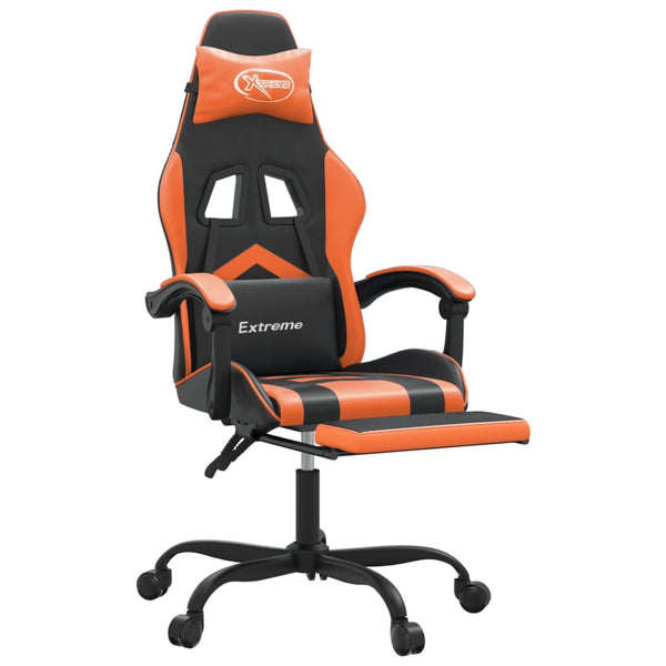vidaXL Gaming Chair with Footrest Black and Orange Faux Leather