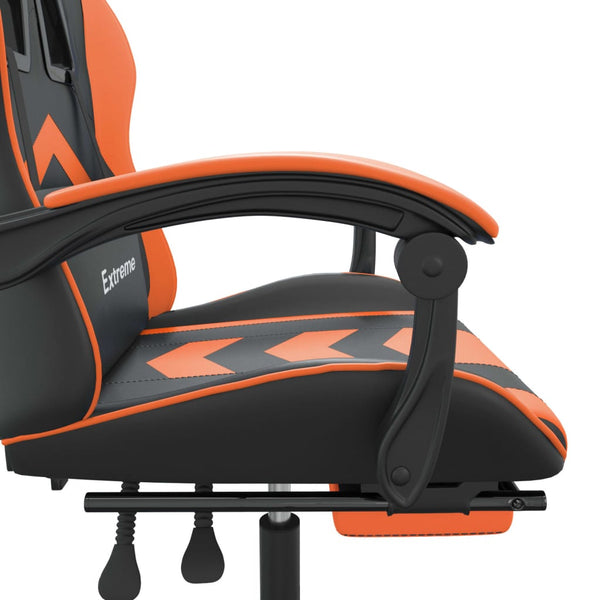 vidaXL Gaming Chair with Footrest Black and Orange Faux Leather