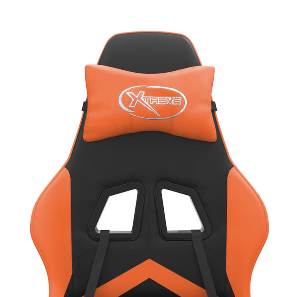 vidaXL Gaming Chair with Footrest Black and Orange Faux Leather