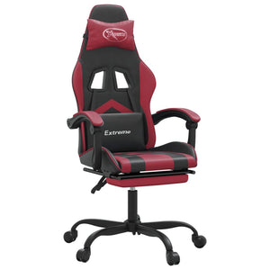 vidaXL Gaming Chair with Footrest Black and Burgundy Faux Leather