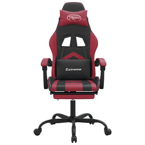 vidaXL Gaming Chair with Footrest Black and Burgundy Faux Leather