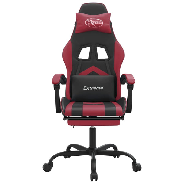 vidaXL Gaming Chair with Footrest Black and Burgundy Faux Leather