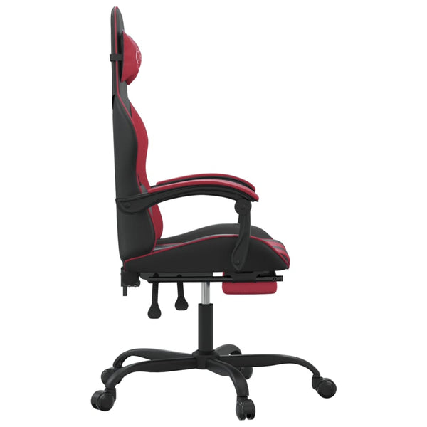vidaXL Gaming Chair with Footrest Black and Burgundy Faux Leather
