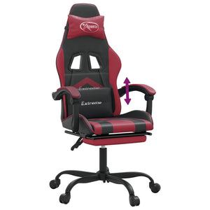 vidaXL Gaming Chair with Footrest Black and Burgundy Faux Leather