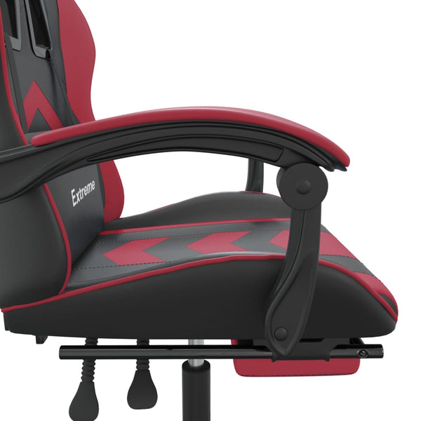 vidaXL Gaming Chair with Footrest Black and Burgundy Faux Leather