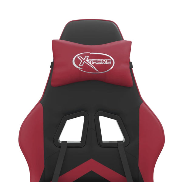 vidaXL Gaming Chair with Footrest Black and Burgundy Faux Leather