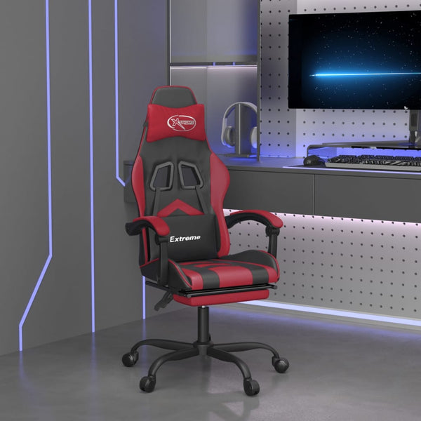 vidaXL Gaming Chair with Footrest Black and Burgundy Faux Leather