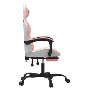 Gaming-Stuhl mit Fußstütze Weiß und Rosa Kunstleder