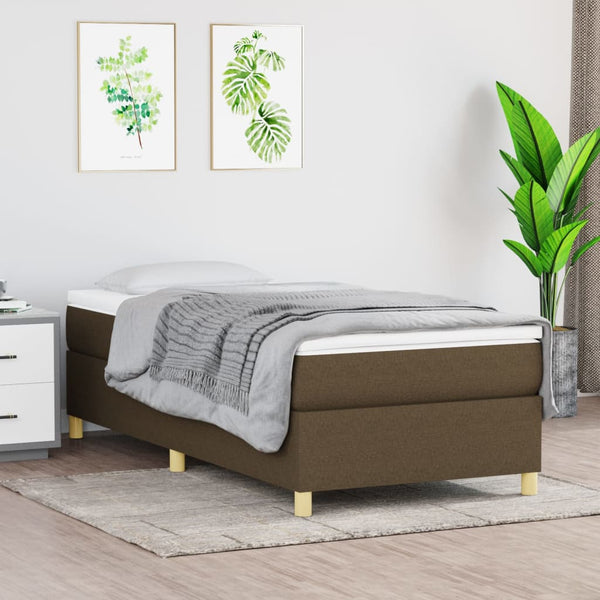 vidaXL Dark Brown Box Spring Bed Frame 90x200 cm Fabric