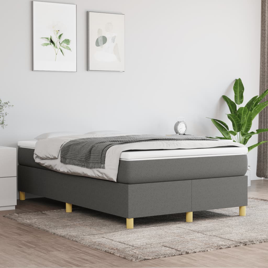 vidaXL Dark Grey Box Spring Bed Frame 120x200 cm Fabric
