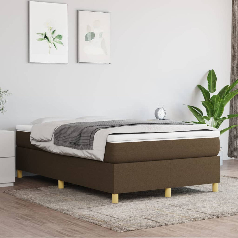 vidaXL Box Spring Bed Frame Dark Brown 120x200 cm Fabric
