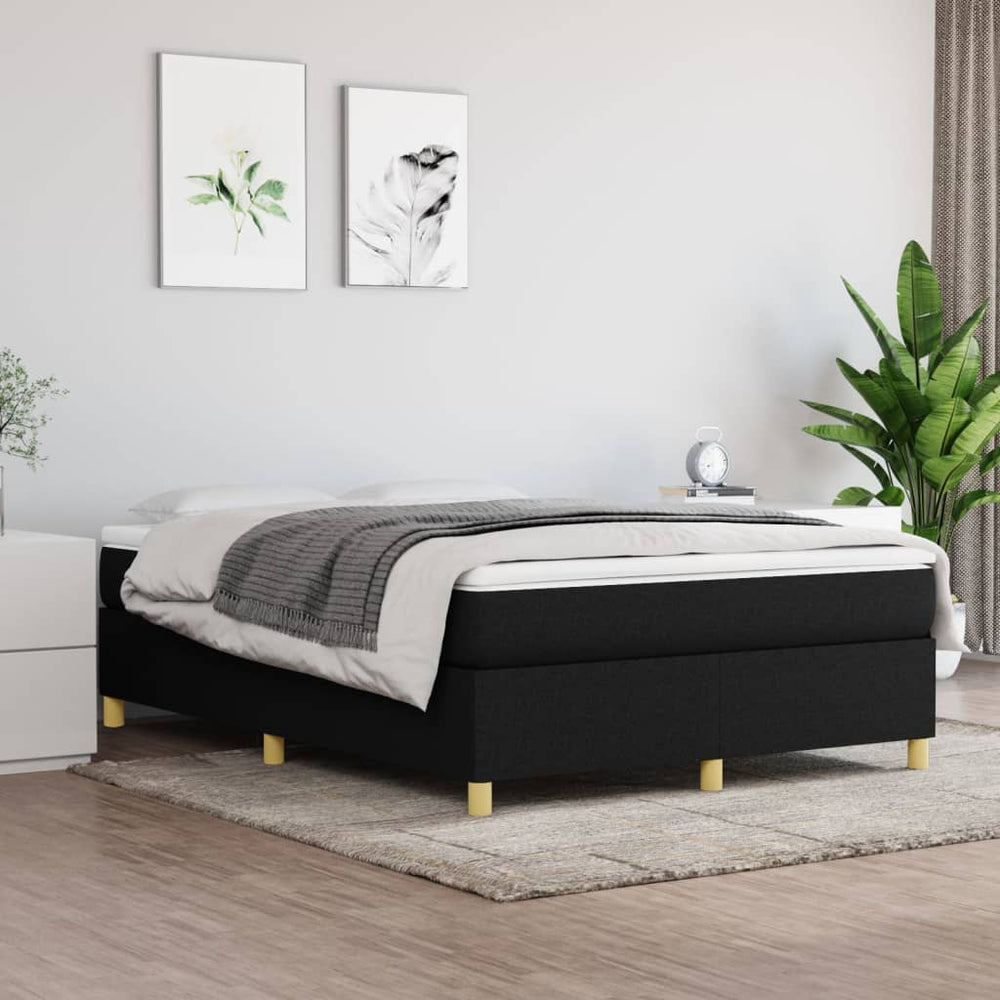 vidaXL Black Box Spring Bed Frame 140x190 cm Fabric