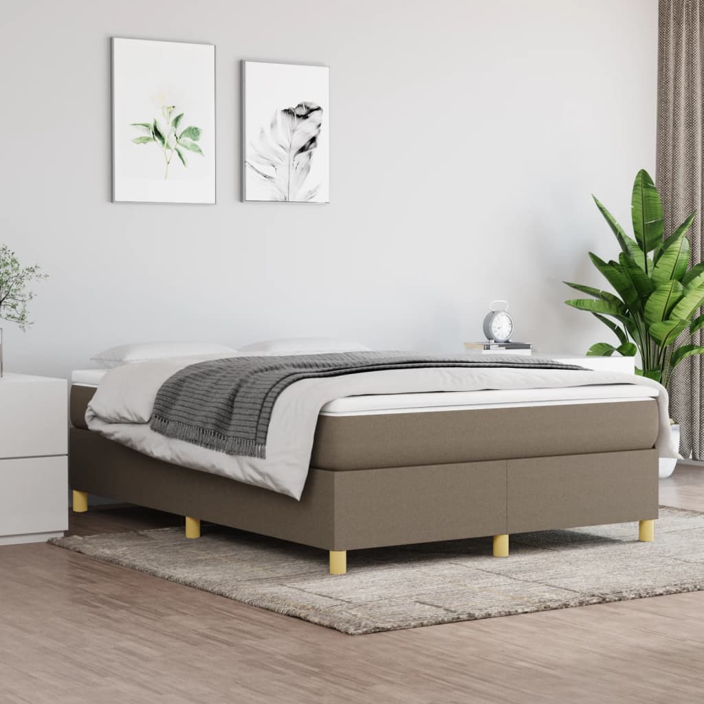 vidaXL Box Spring Bed Frame Taupe 140x190 cm Fabric