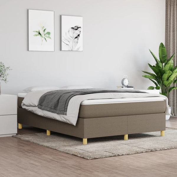vidaXL Box Spring Bed Frame Taupe 140x190 cm Fabric