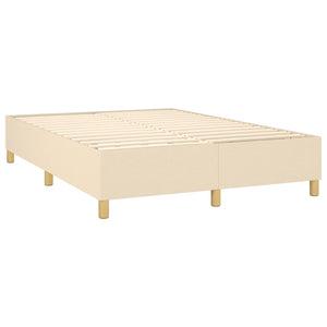 vidaXL Box Spring Bed Frame Cream 140x190 cm Fabric