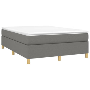 vidaXL Box Spring Bed Frame Dark Gray 140x200 cm Fabric