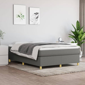 vidaXL Box Spring Bed Frame Dark Gray 140x200 cm Fabric