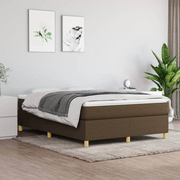 vidaXL Box Spring Bed Frame Dark Brown 140x200 cm Fabric