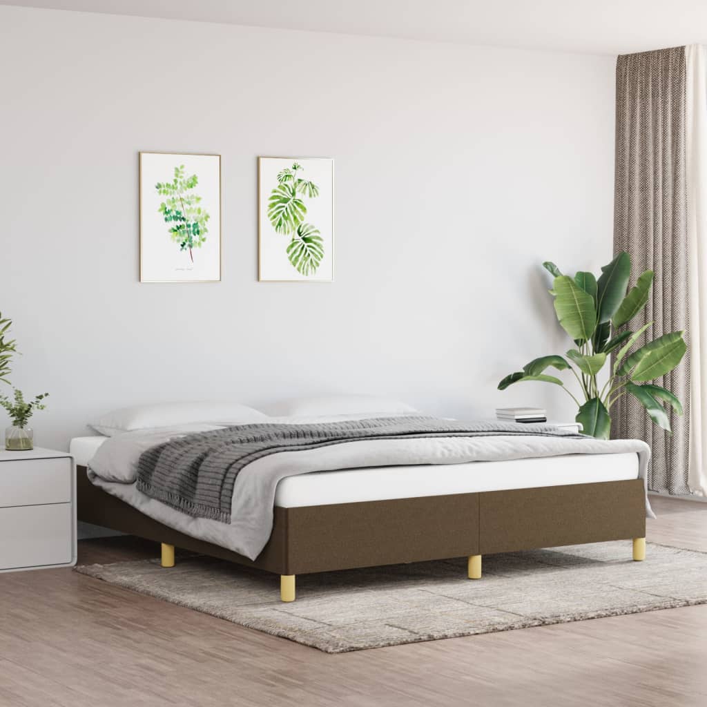 vidaXL Box Spring Bed Frame Dark Brown 160x200 cm Fabric
