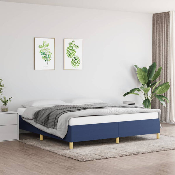 vidaXL Box Spring Bed Frame Blue 160x200 cm Fabric