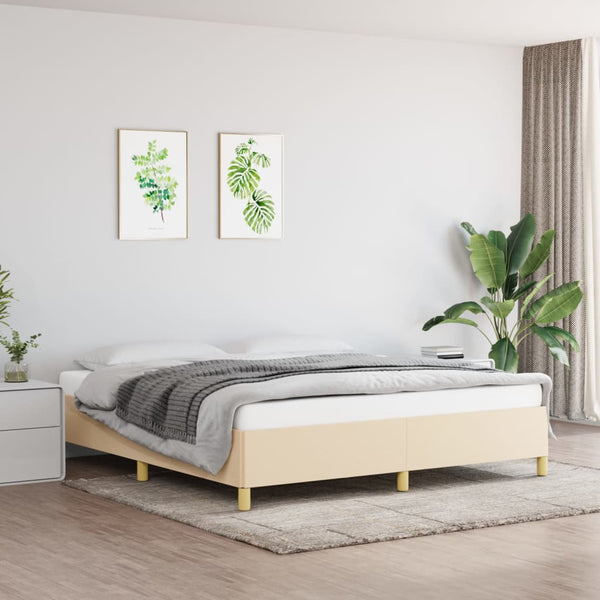 vidaXL Box Spring Bed Frame Cream 180x200 cm Fabric