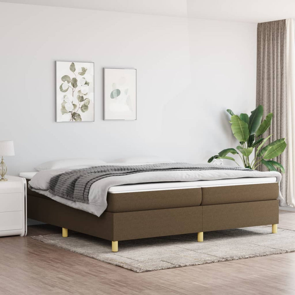 vidaXL Box Spring Bed Frame Dark Brown 200x200 cm Fabric