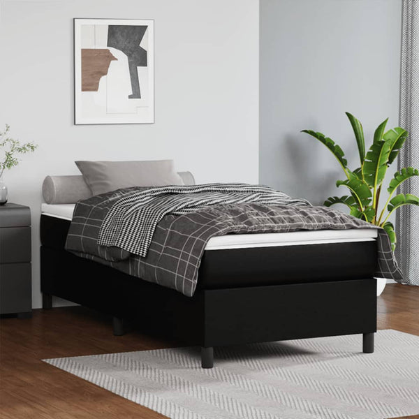 vidaXL Box Spring Bed Frame Black 90x190 cm Faux Leather