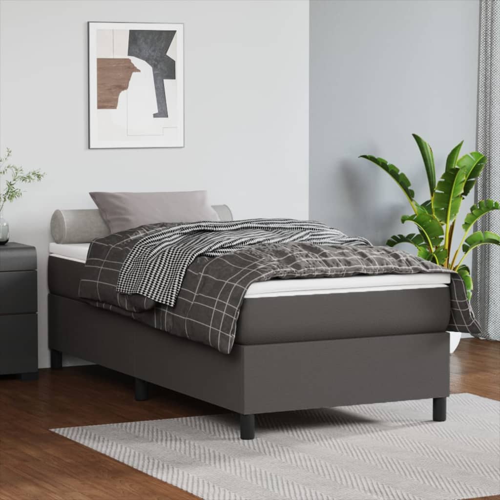vidaXL Box Spring Bed Frame Grey 90x190 cm Faux Leather