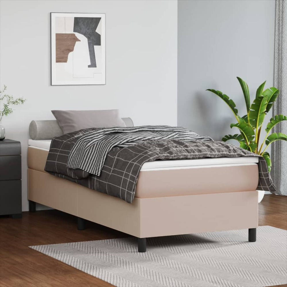vidaXL Box Spring Bed Frame Cappuccino Brown 90x200 cm Faux Leather