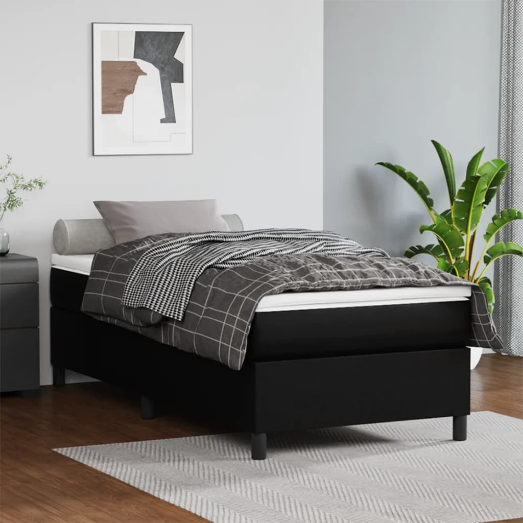 vidaXL Box Spring Bed Frame Black 100x200 cm Faux Leather