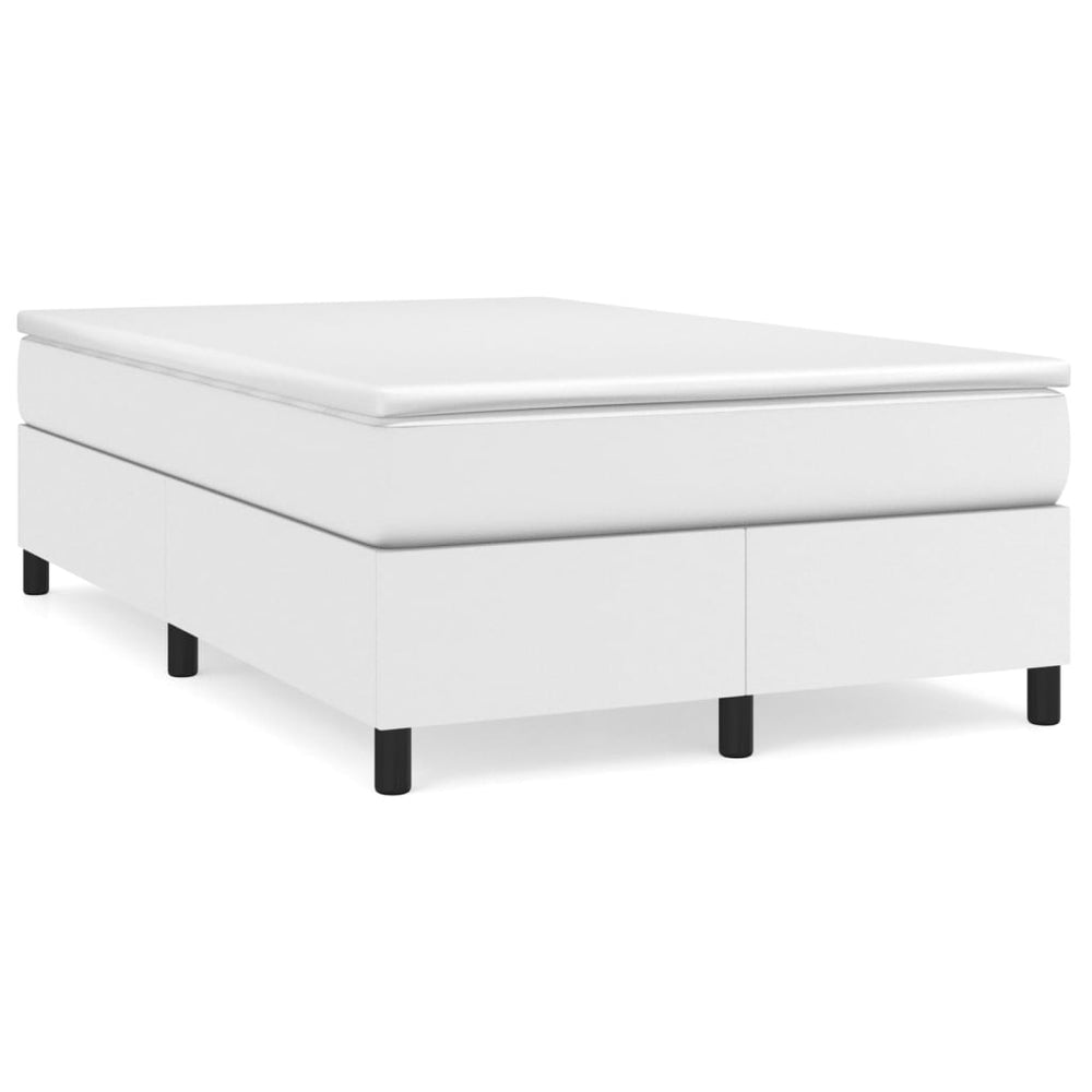 vidaXL Faux Leather Box Spring Bed Frame White 120x200 cm