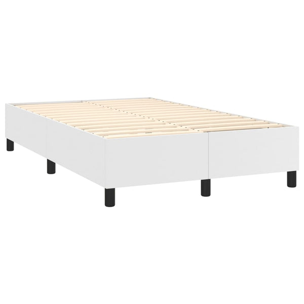 vidaXL Faux Leather Box Spring Bed Frame White 120x200 cm