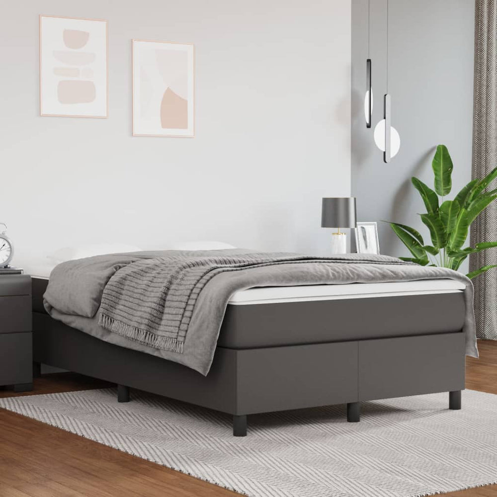 vidaXL Box Spring Bed Frame Grey 120x200 cm Faux Leather