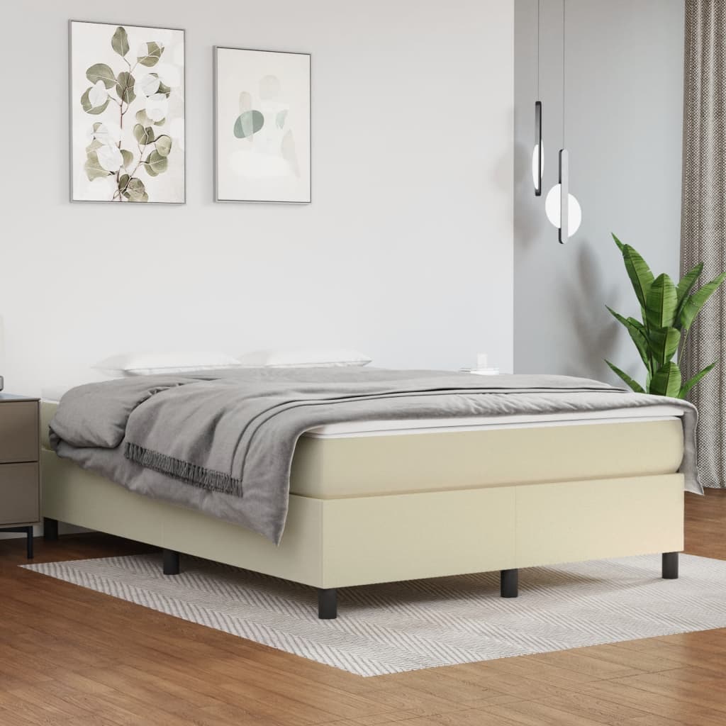 vidaXL Cream Box Spring Bed Frame 140x190 cm Faux Leather