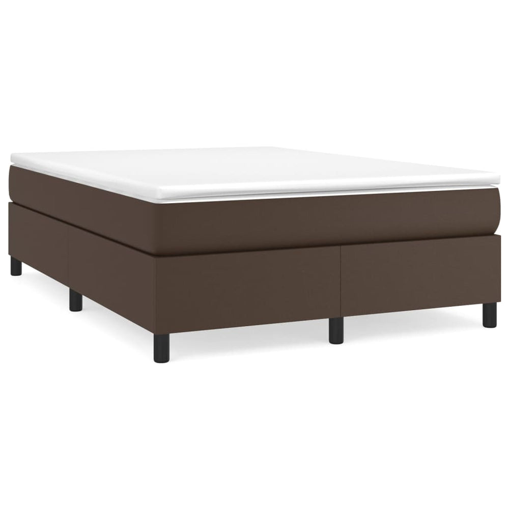 vidaXL Brown Faux Leather Box Spring Bed Frame 140x190 cm