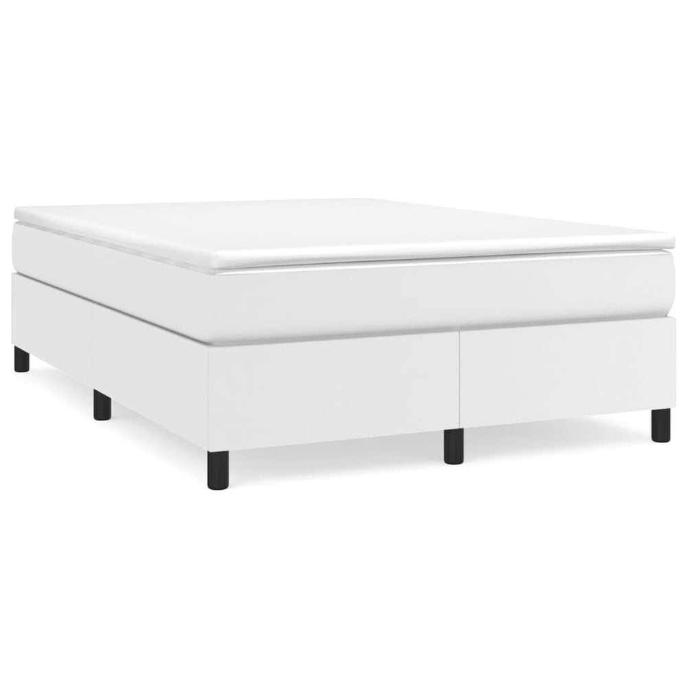 vidaXL Box Spring Bed Frame White 140x200 cm Faux Leather