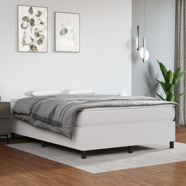 vidaXL Box Spring Bed Frame White 140x200 cm Faux Leather