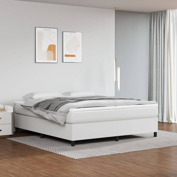 vidaXL Box Spring Bed Frame White 160x200 cm Faux Leather