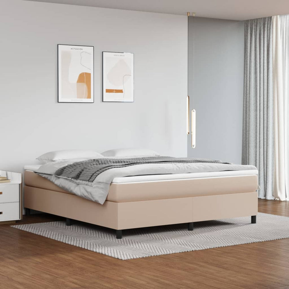 vidaXL Box Spring Bed Frame Cappuccino Brown 160x200 cm Faux Leather