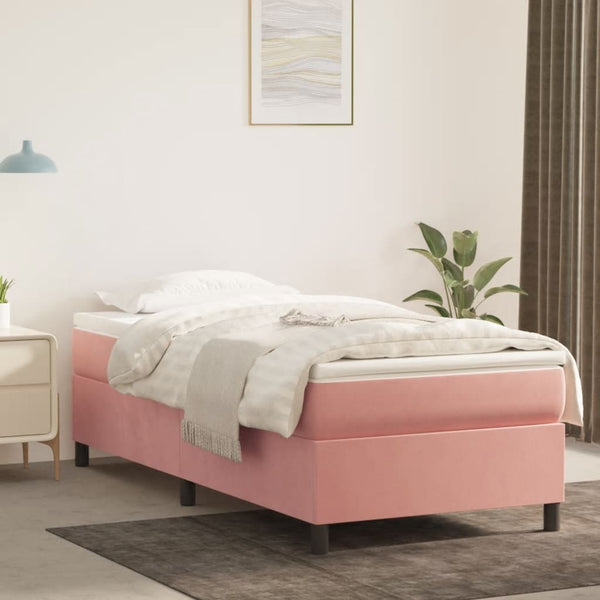 vidaXL Box Spring Bed Frame Pink 90x190 cm Velvet