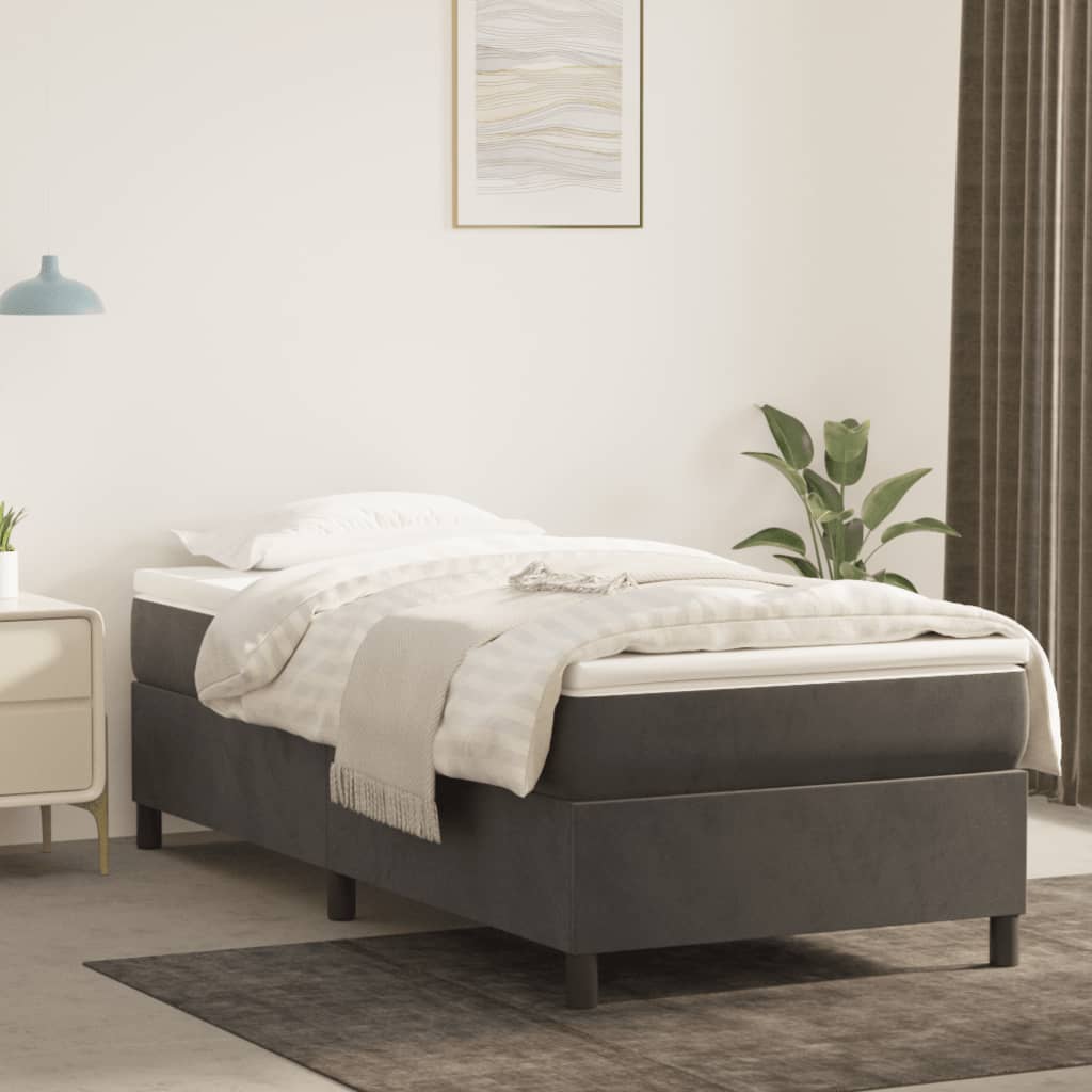vidaXL Dark Grey Box Spring Bed Frame 90x200 cm Velvet
