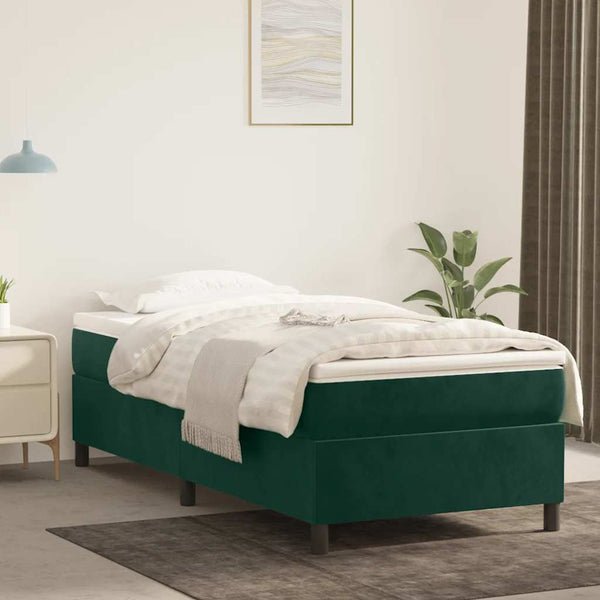 vidaXL Dark Green Box Spring Bed Frame 90x200 cm Velvet