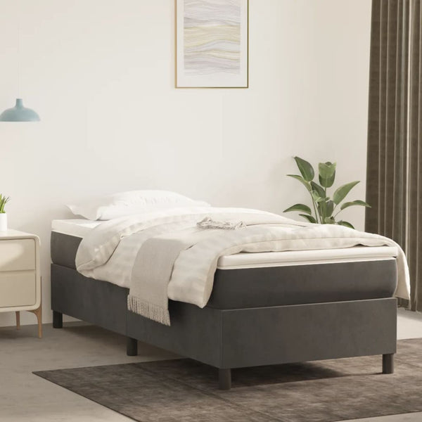 vidaXL Dark Gray Box Spring Bed Frame 100x200 cm Velvet
