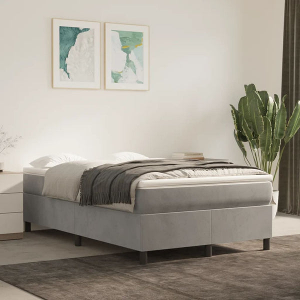 vidaXL Box Spring Bed Frame Light Grey 120x200 cm Velvet